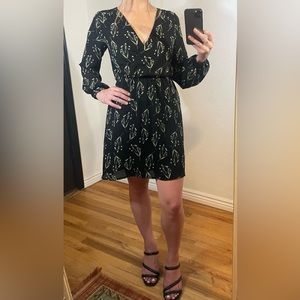 Lush Long Sleeve Black Dress with Flowers